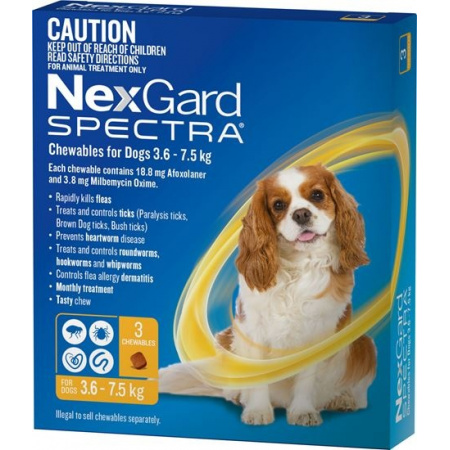 NexGard Spectra 19 mg/4 mg S (3,5–7,5 kg) žuvacie tablety 3 x 1 tbl.  