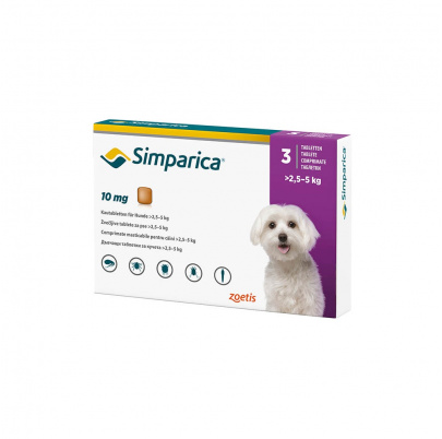 Simparica 10 mg žuvacie tablety pre psy >2,5–5 kg, 3x10mg  