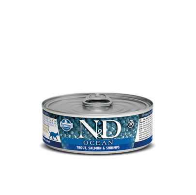 Farmina N&D cat OCEAN Trout & Salmon & Shrimps konzerva 80 g