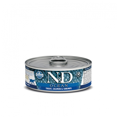 Farmina N&D cat OCEAN Trout & Salmon & Shrimps konzerva 80 g